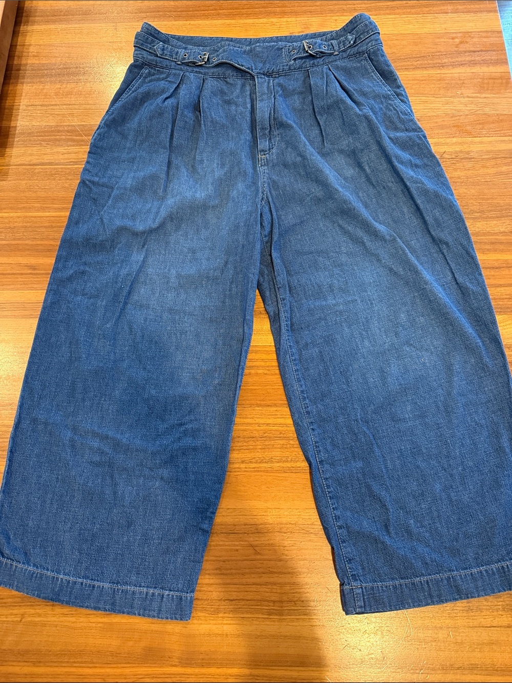 Lauren Ralph Lauren Wide Leg Loose Fit High Waisted Buckle Jean sz 14